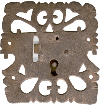 Front of old iron lock with decorative piercings